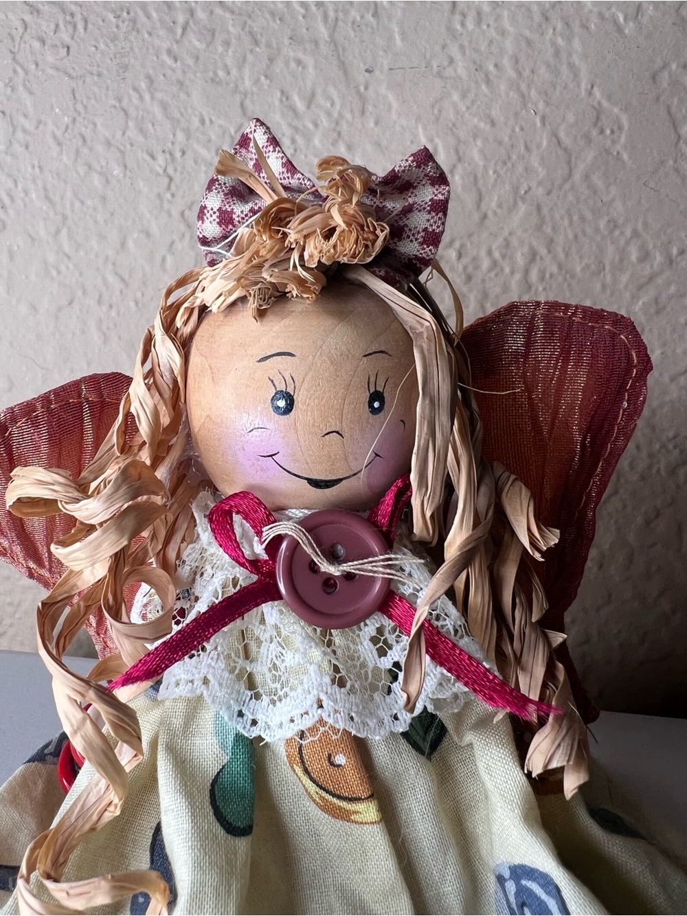 Vintage 1990s Dandee Button Angel Shelf Sitter Cottagecore Decor - Picture 2 of 9